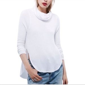 Free People NWT Drippy Thermal White Cowl Neck Tunic